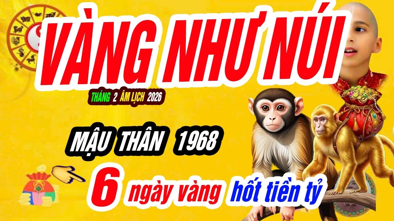 🐒 LỘC TRỜI! MẬU THÂN 1968 thầy tử vi tiết lộ 6 ngày vàng đổi vận tháng 2 âm lịch 2026, HÁI RA TIỀN