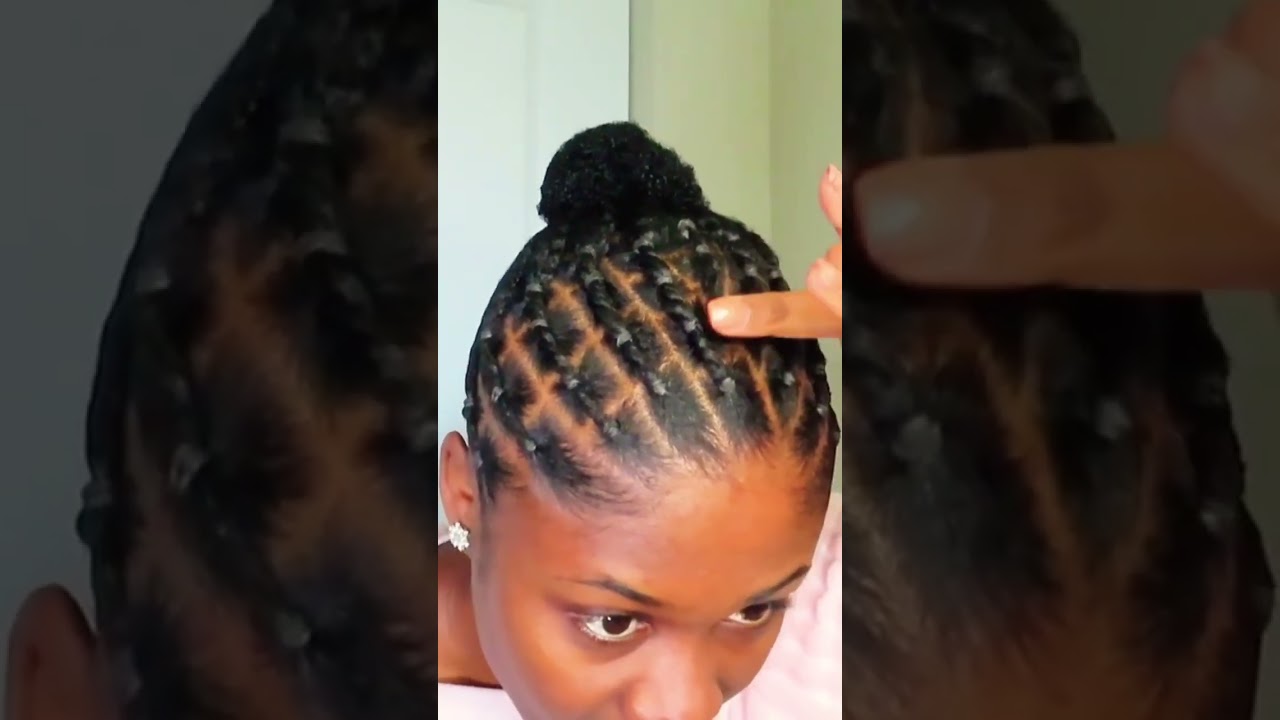 TRENDING DETAILED RUBBER BAND FLAT TWIST CORNROW FAUX LOOK #4cnaturalhair #afropuff #african