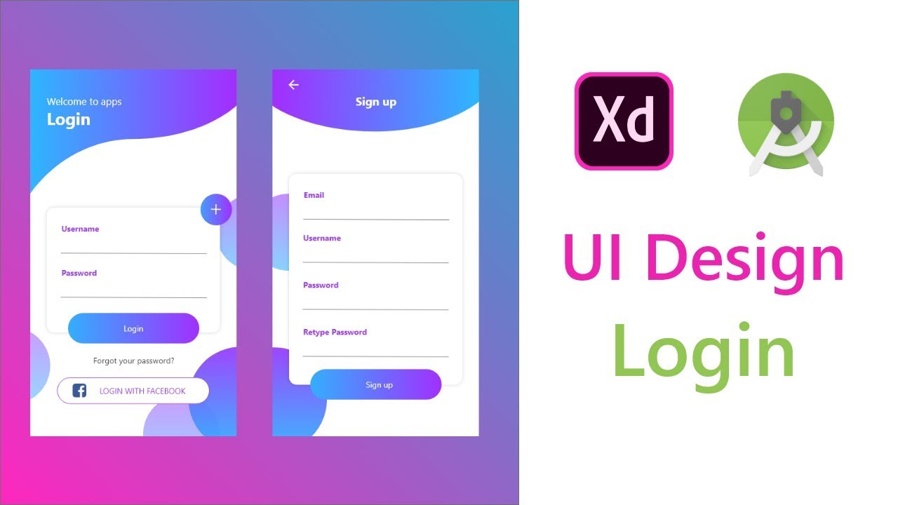 Login and Register UI/UX design XD to Android Studio XML | Animation Transition