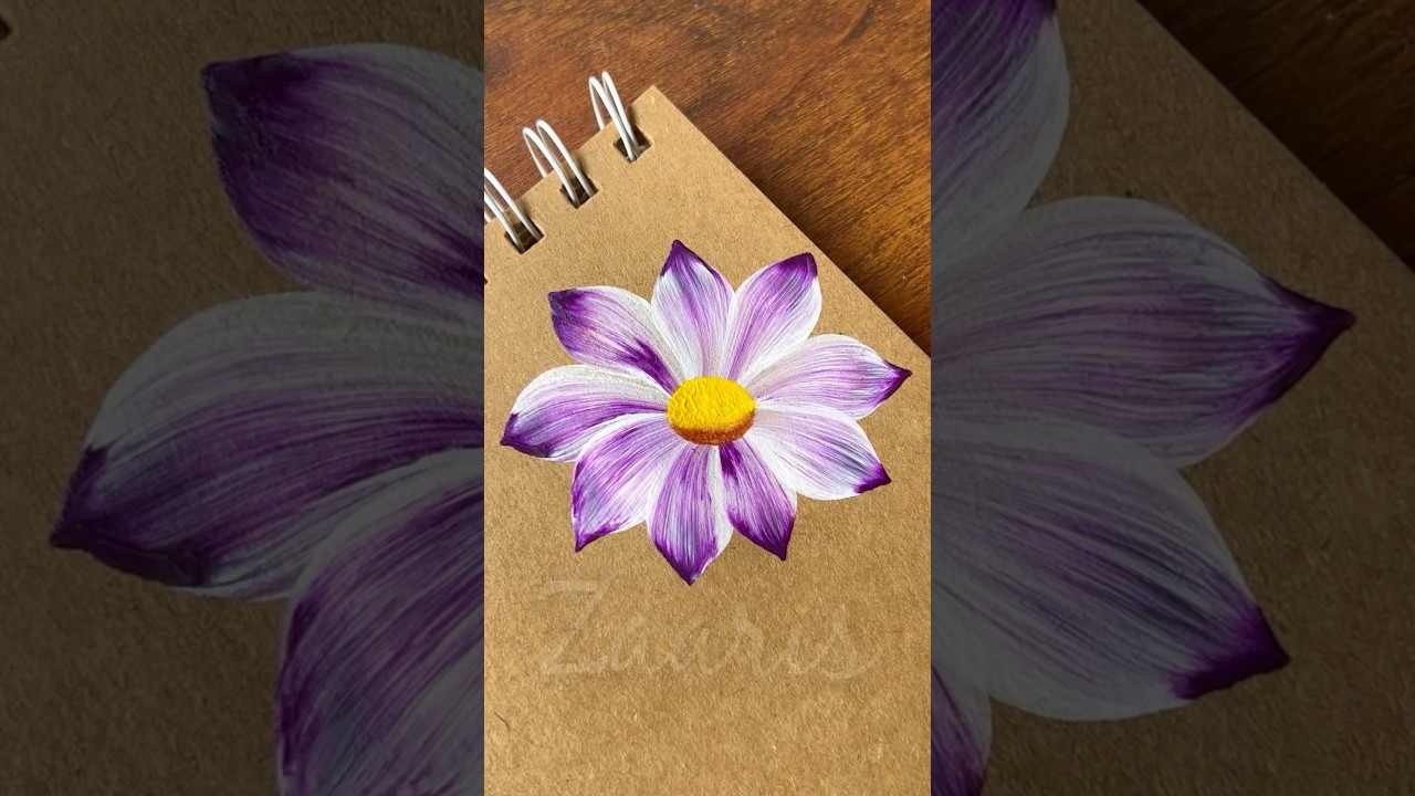 💜🌸🎨🎉Simple PURPLE flower painting using acrylic paints 💜🎉🫶🎨🌸 #flowerpainting #shorts  #art