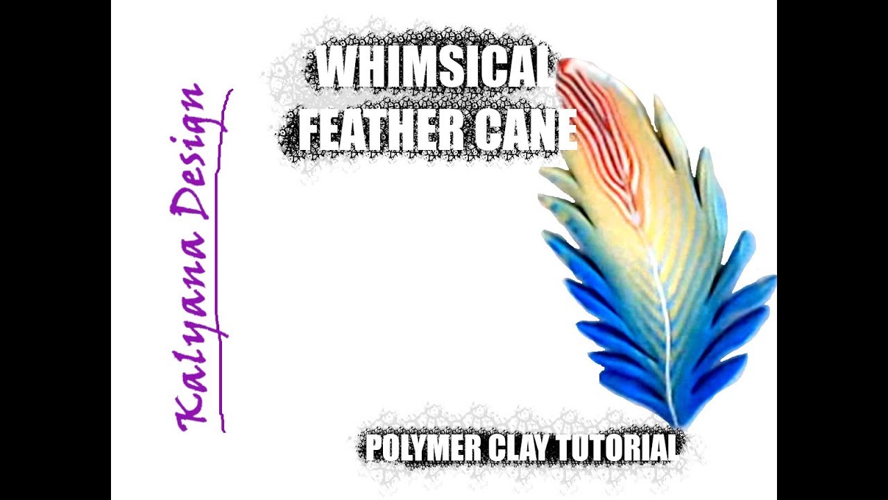 Rainbow feather cane - whimsical feathers - polymer clay tutorial 078