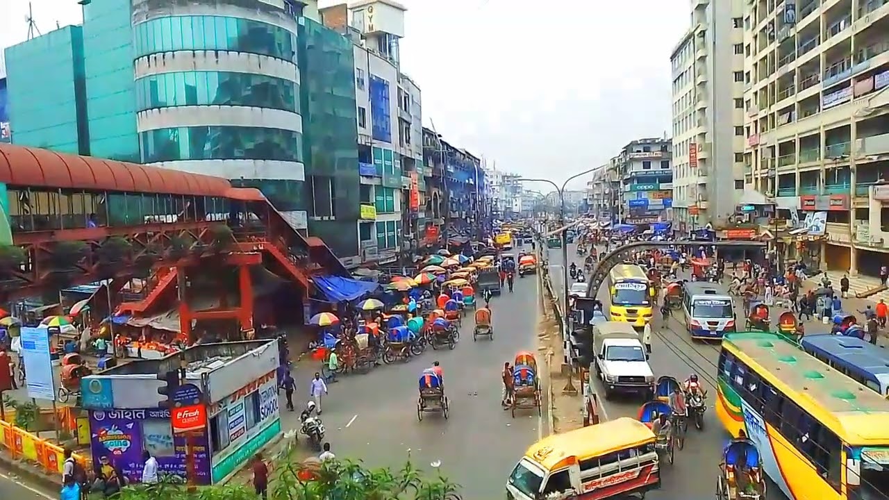 Mirpur 1 Roundabout Dhaka City. Busy City Road 🚌🚕🏍️🚐 .