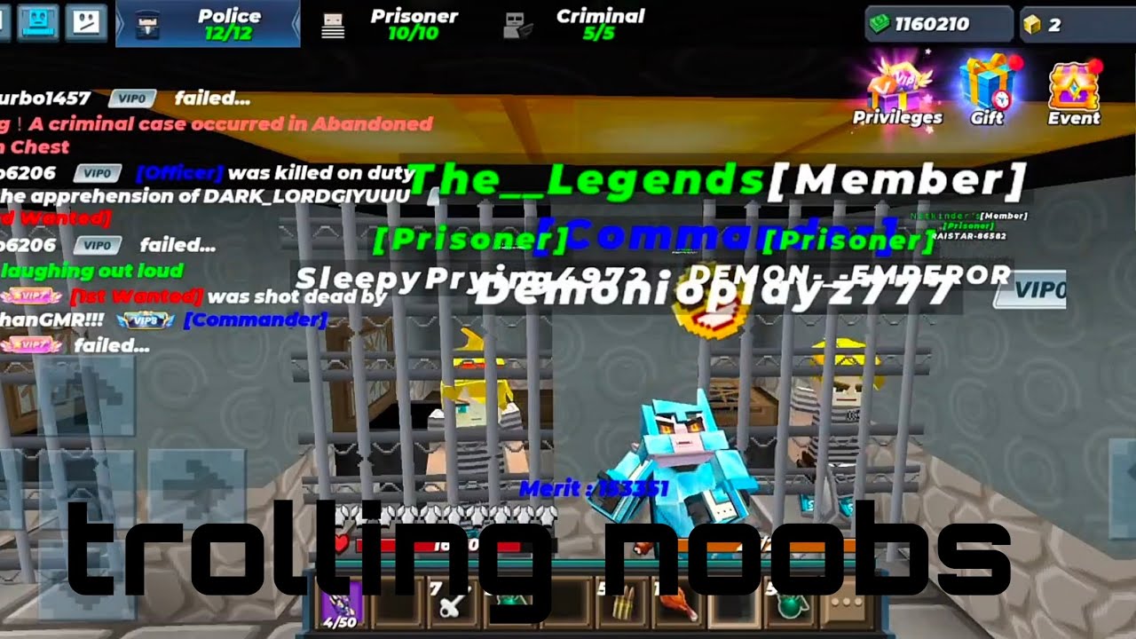Trolling noobs in jailbreak | blockman go | jailbreak | demonioplayz777 