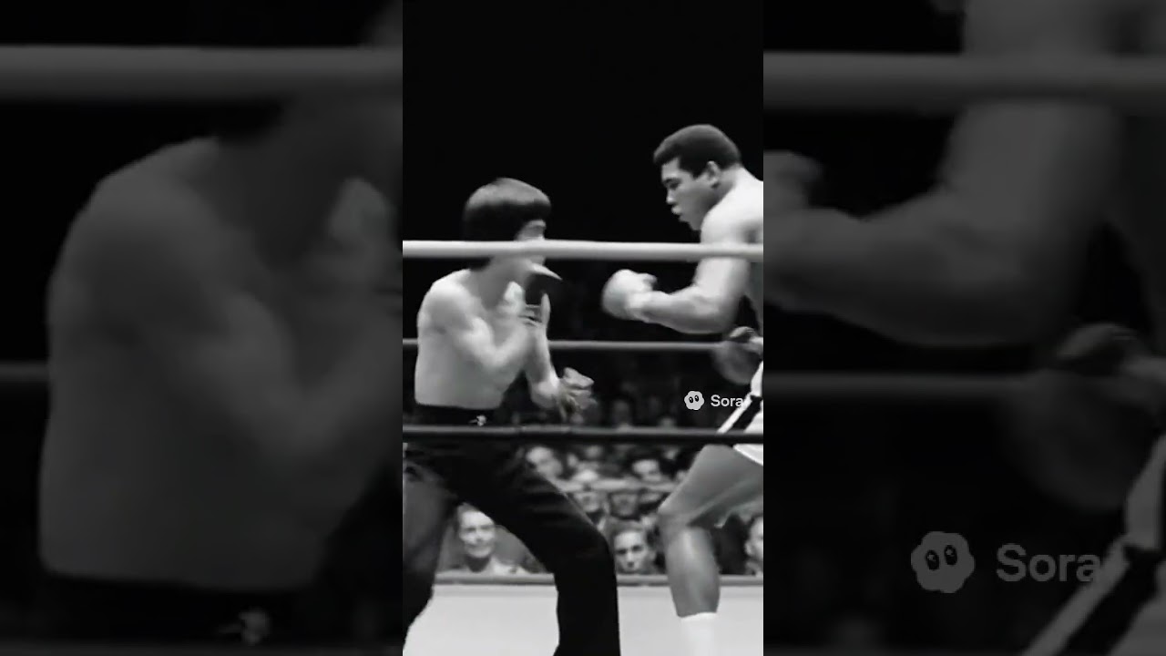 Bruce Lee dodges Muhammad Ali's punches