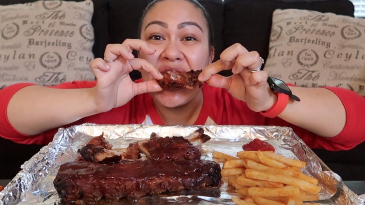 BABY BACK RIBS & FRIES MUKBANG (EATING SHOW)