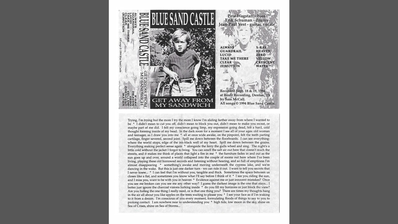 Blue Sand Castle - Get Away From My Sandwich (1994) Denton TX alternative rock