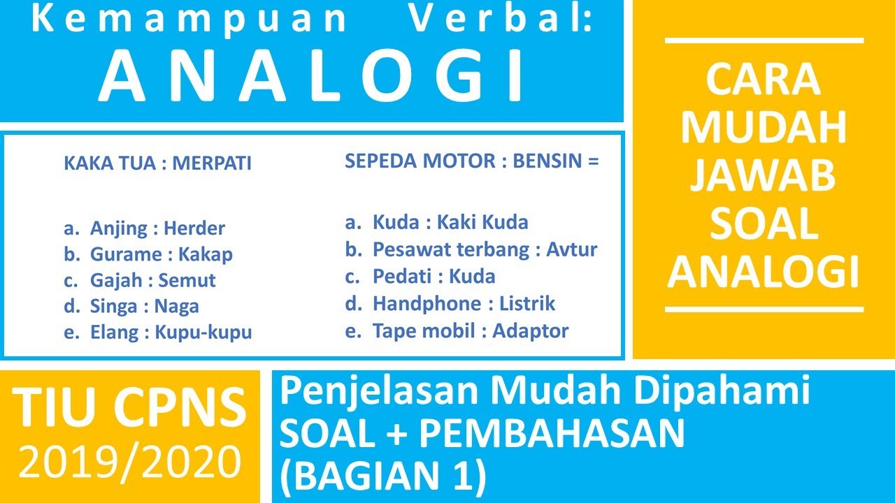 TIU CPNS - Kemampuan Verbal Analogi #1 Contoh Soal Analogi dan Pembahasan | SKD TIU CPNS 2021