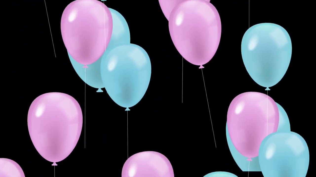 High Contrast  Background – Pink & Blue Balloons | Black Screen