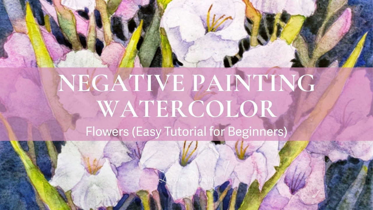 Step by Step negative painting flowers, an easy watercolor tutorial