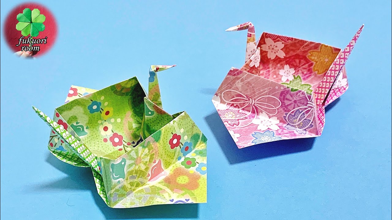 【折り紙1枚】おしゃれな「鶴の箱」Origami Box of the crane / fukuoriroom