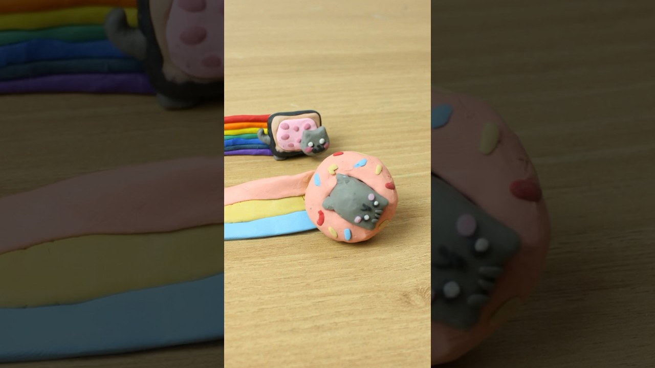 🌈Nyan Cat makes Nyan Donut!!clay!! 🐷 