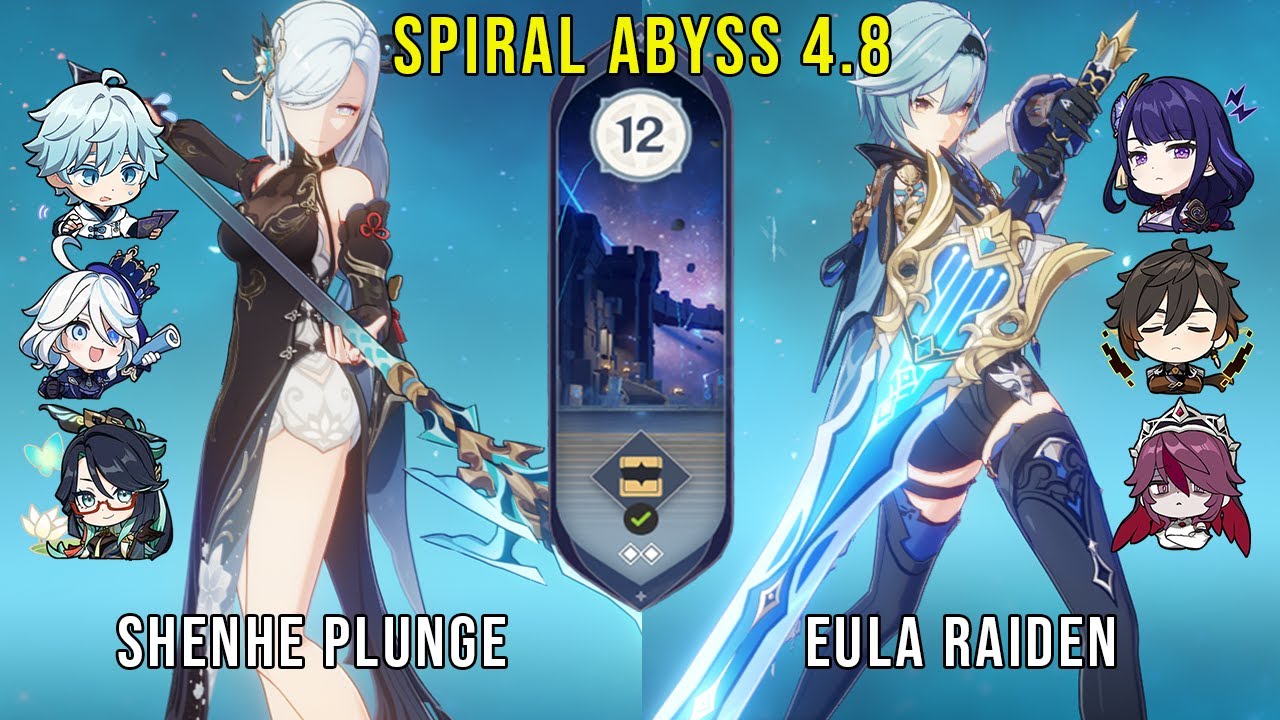 C1 Shenhe Plunge and C1 Eula Raiden | Genshin Impact Abyss 4.8 Floor 12 9 Stars