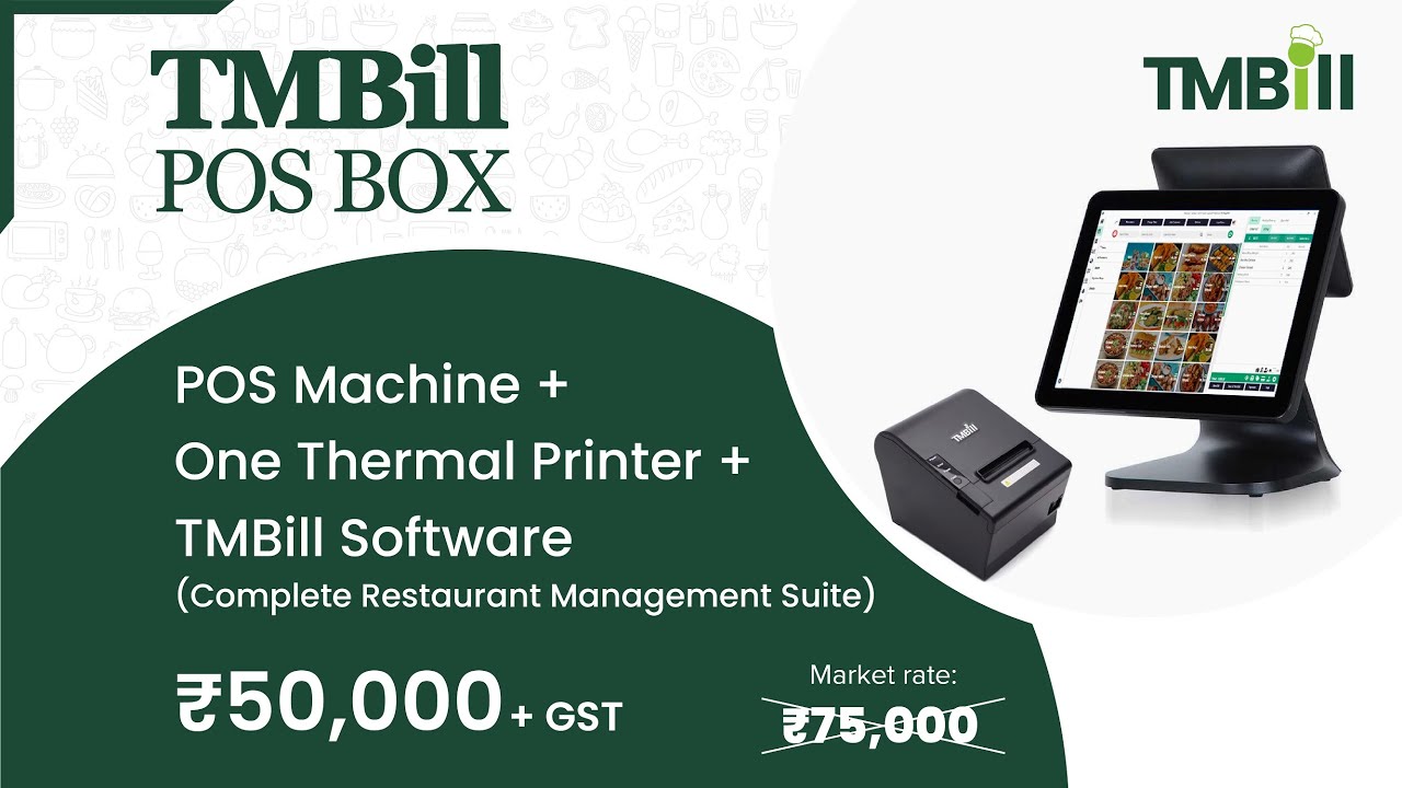 TMBill POS BOX - Touch-Based Machine, Terminal Printer, and Complete Restaurant Management Software