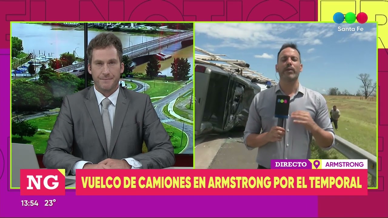 Temporal en Santa Fe: vuelco de camiones en la autopista Rosario - Córdoba