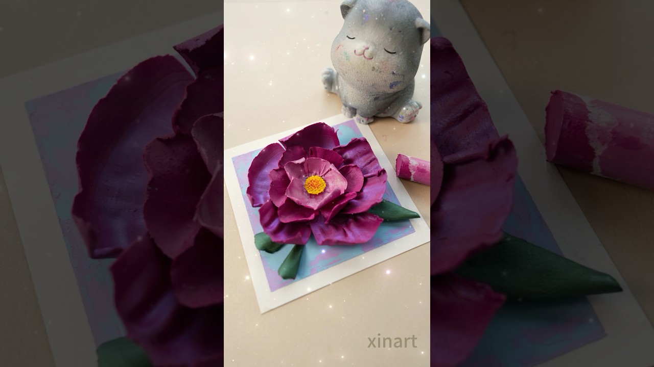 Oil pastel 3D flower #oilpastel #easydrawing #art