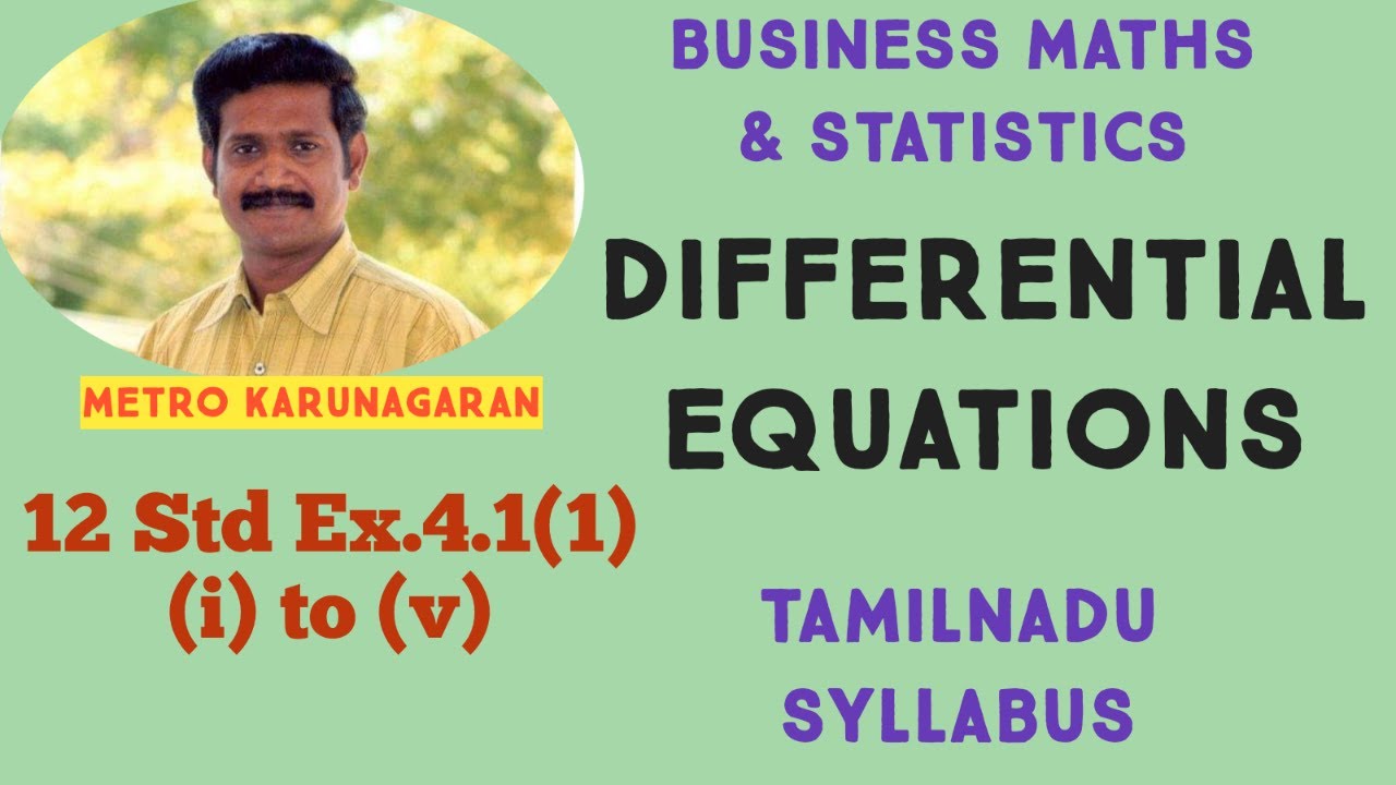 12th Std BM Ex.4.1(1)(i)to(v) Find order and degree of the following DIFFERENTIAL Equation