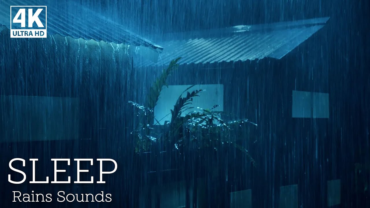 Легко усните в дождливую ночь | 4K Проливной дождь и сильный гром на жестяной крыше
