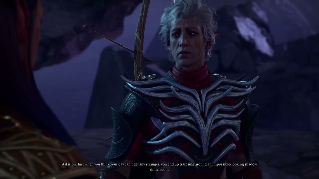 Astarion getting uncomfortable in the Shadowfell when Shadowheart wasn't recruited