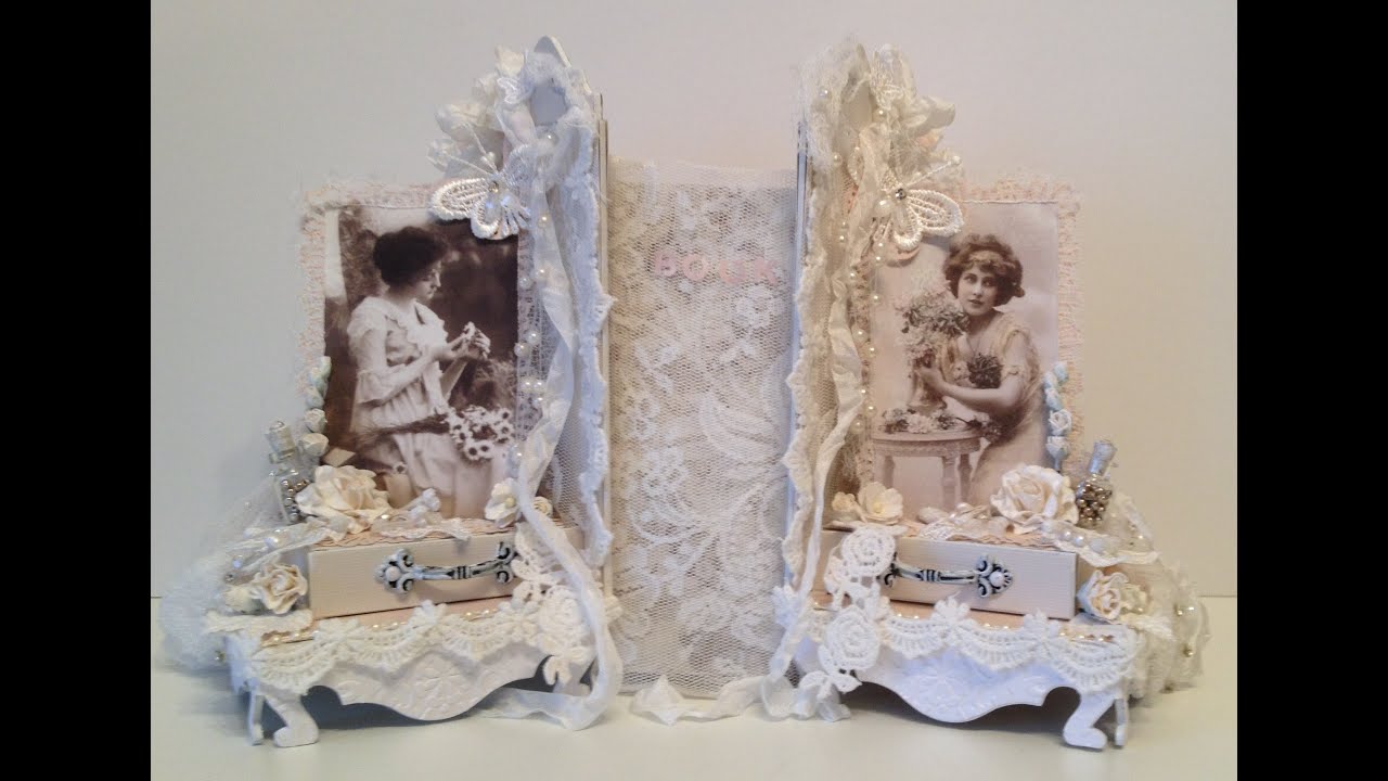 Shabby Chic Romantic Bookends with Bookmark Tutorial  - WOC DT project
