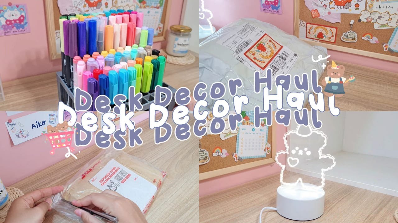 desk decor haul🧸🌱//organizer, stickers, etc//🇮🇩