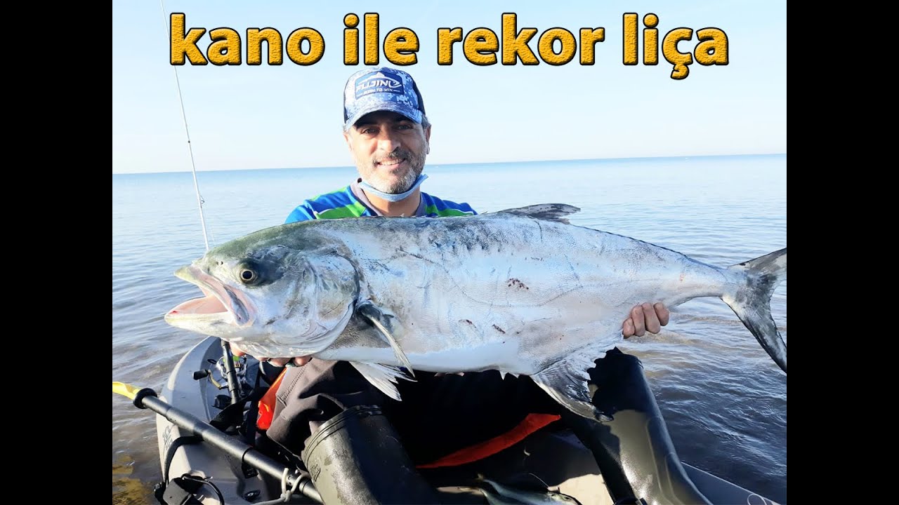 kano ile rekor liça ( lichia amia - leerfish ) my record fish with kayak
