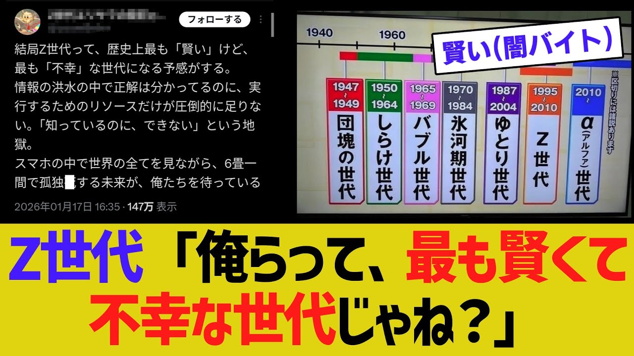 Z世代「すまん......俺らって、最も賢くて不幸な世代じゃね？」【2chスレ】