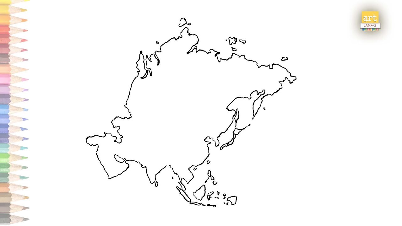 Asia continent map outline | How to draw Asia map simply step by step | Map drawing |outline drawing