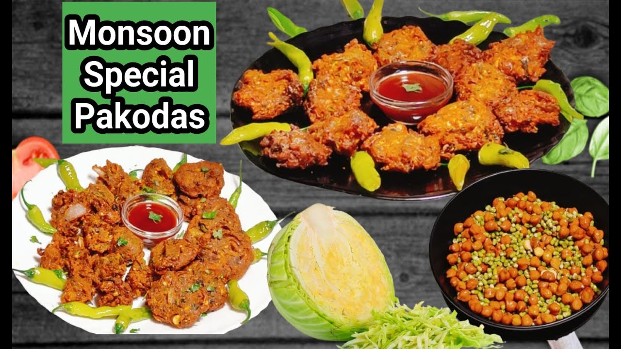 रिमझिम बारिश में कुरकुरे चटपटे पकोड़े | Cabbage Onion Pakoda | Onion pakoda | Cabbage Pakoda