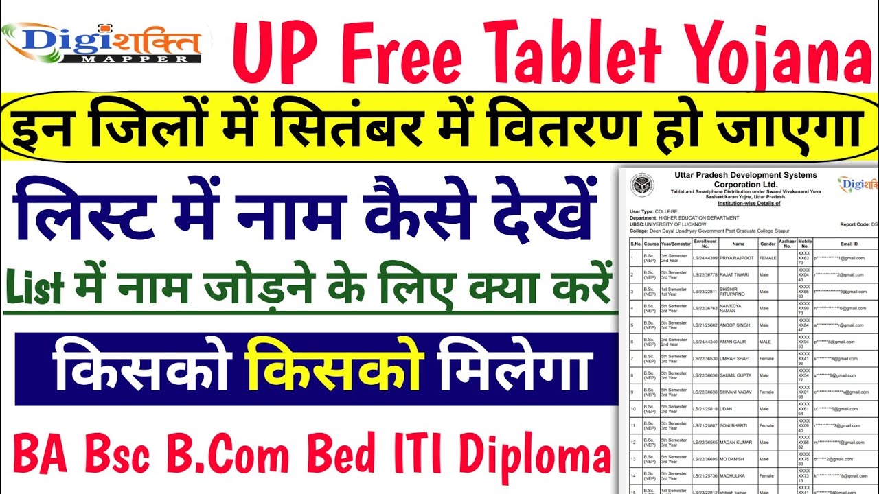 UP Free Tablet Yojana District Wise Distribution| Free Tablet kab Milega 2026 |UP Tablet Yojana News