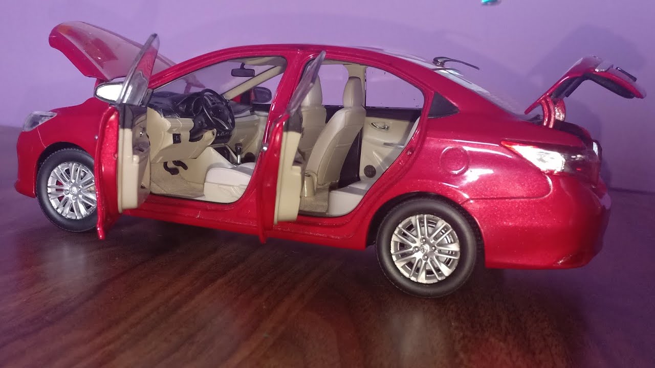 Unboxing of 1:18 scale diecast model Toyota Vios/ativ/yaris sedan 2016(RED) miniature car