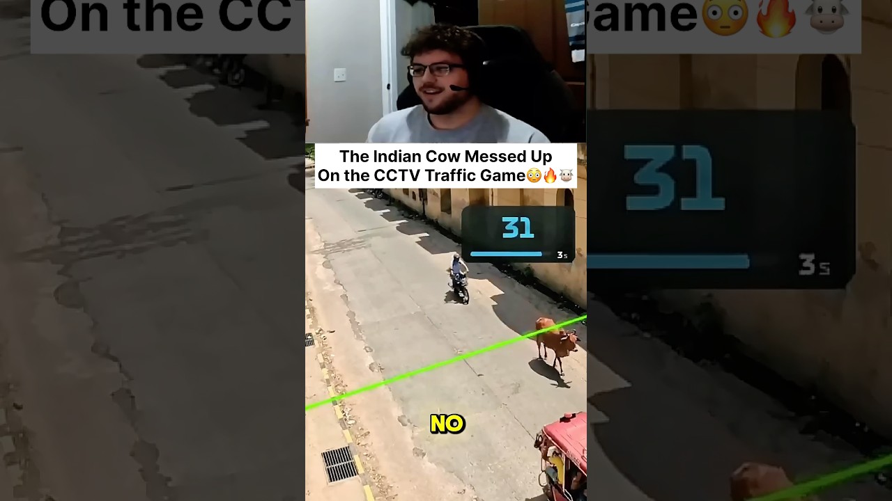 The Indian Cow Messed up on The CCTV Traffic Game😳🔥🐮  #kickstreaming #shortsfeed