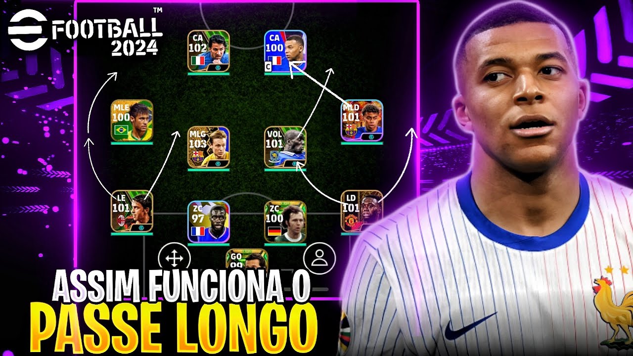 TUTORIAL EXPLICANDO COMO FUNCIONA O ESTILO PASSE LONGO NO EFOOTBALL 24 MOBILE + GAMEPLAY