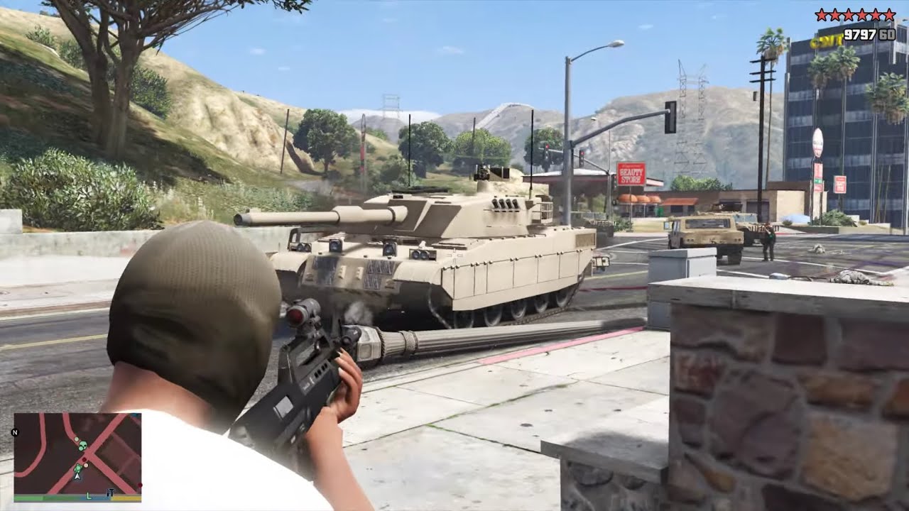 GTA 5 - Sniper Hit on the Mansion + Ten Star Escape