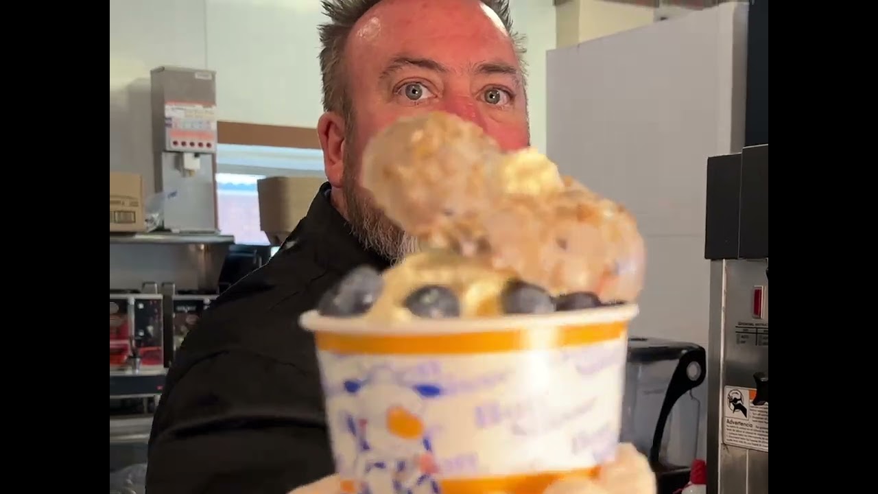Mary's Donuts Ice Cream with Blueberry Donut and Blueberries