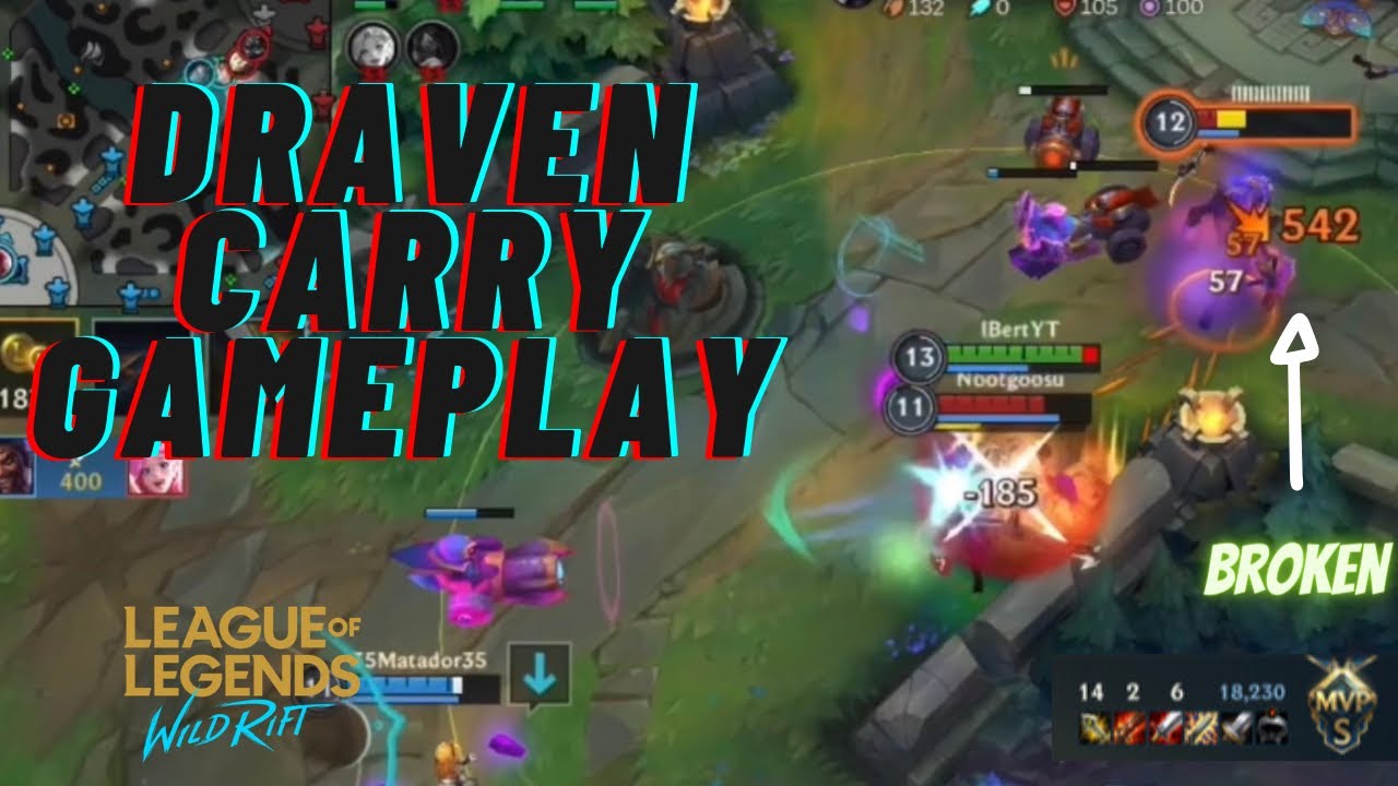 DRAVEN INSANE CARRY GAMEPLAY WILDRIFT BEST DAMAGE BUILD EU SERVER 60 FPS