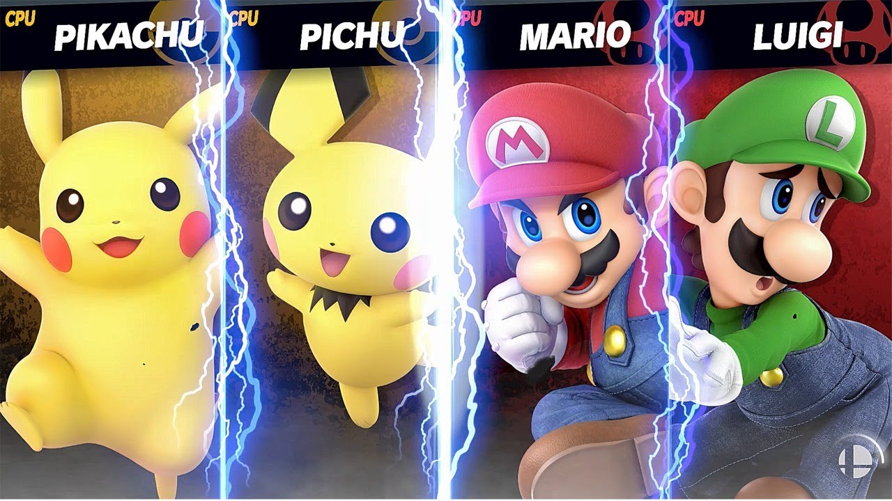 Super Smash Bros Ultimate; Pikachu and Pichu VS The Mario Bros 5 (Giant Match)