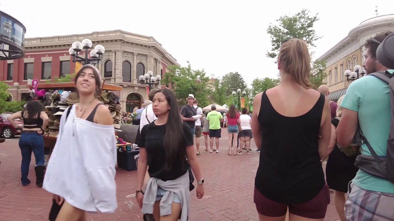 Downtown boulder Pearl street mall, Colorado, USA 4K Walk