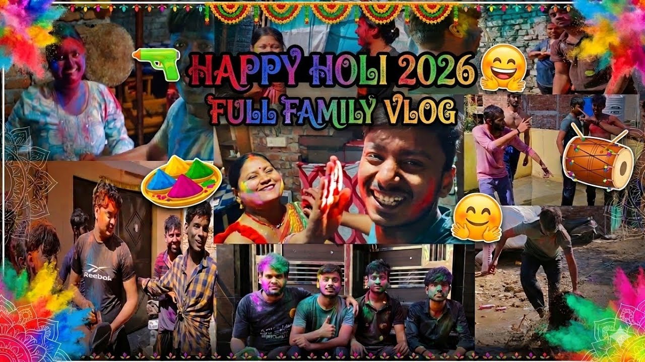 2026 Happy  Holi😁 full family vlog  🫟 maja aa gaya 🤣 #vlog#holi#2026holi