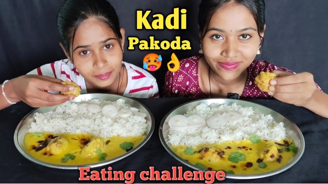 SPICY  KADI PAKODA RICE EATING CHALLENGE | WITH MY SISTER | 🥵😋eatingshow #eating #challenge   