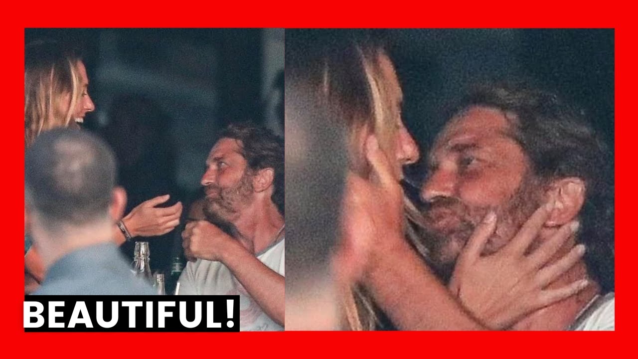 Gerard Butler | BEAUTIFUL! Gerry & mystery woman share CUTE PDA KISS!