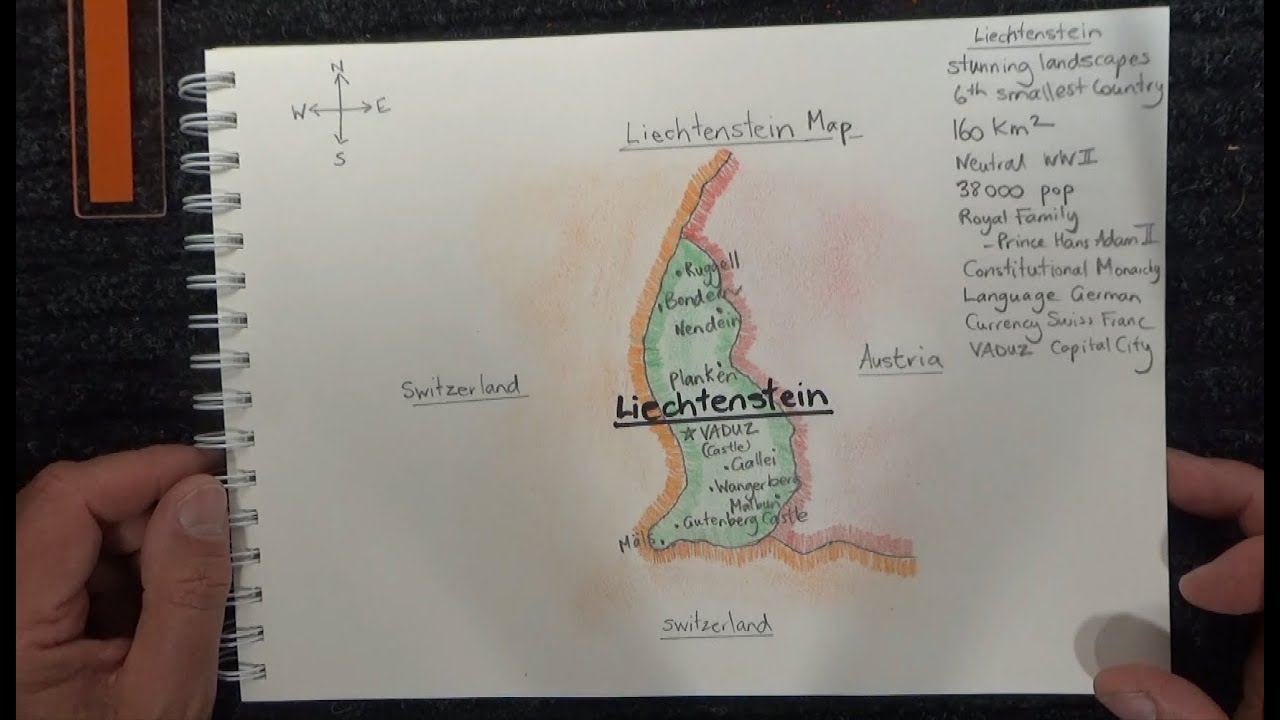 ASMR - Drawing a Map of Liechtenstein - Australian Accent - Chewing Gum & Quietly Whispering