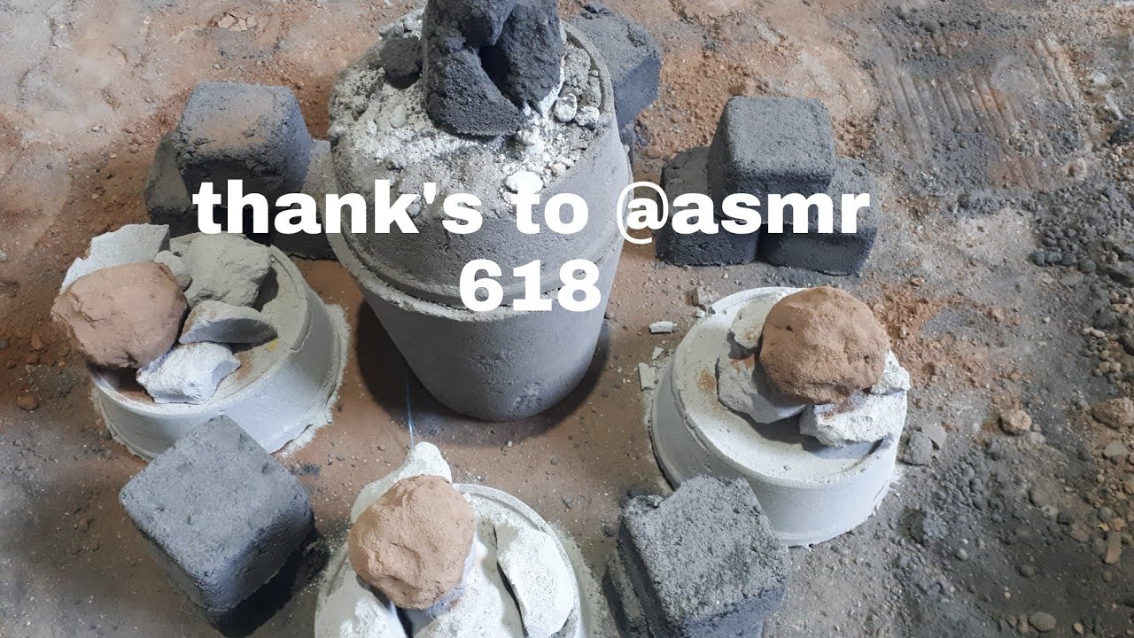 ASMR:pure cement ,white cement ,red dirt, pure charcoal crumbling on floor/sifting/dust play