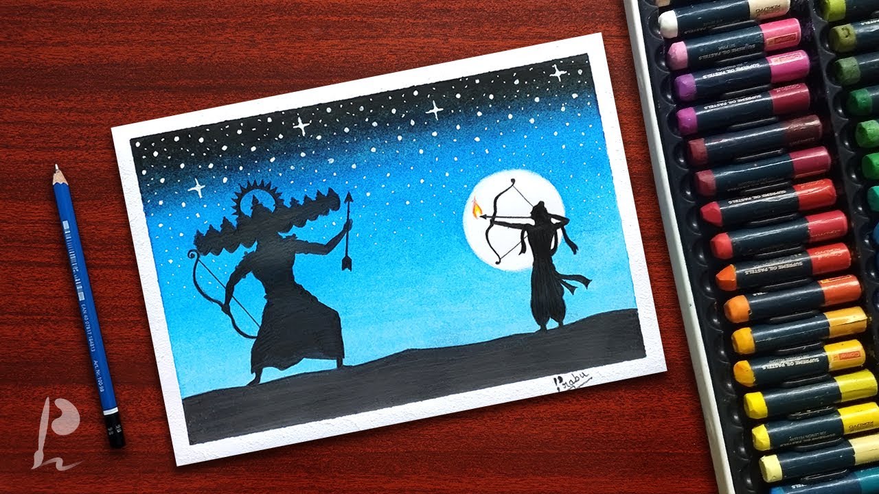 Dussehra Special Drawing with Oil Pastels | PrabuDbz Art