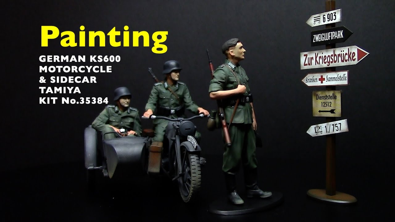1/35 figure painting  TAMIYA  GERMAN KS600 MOTORCYCLE & SIDECAR / ドイツ軍用サイドカーKS600