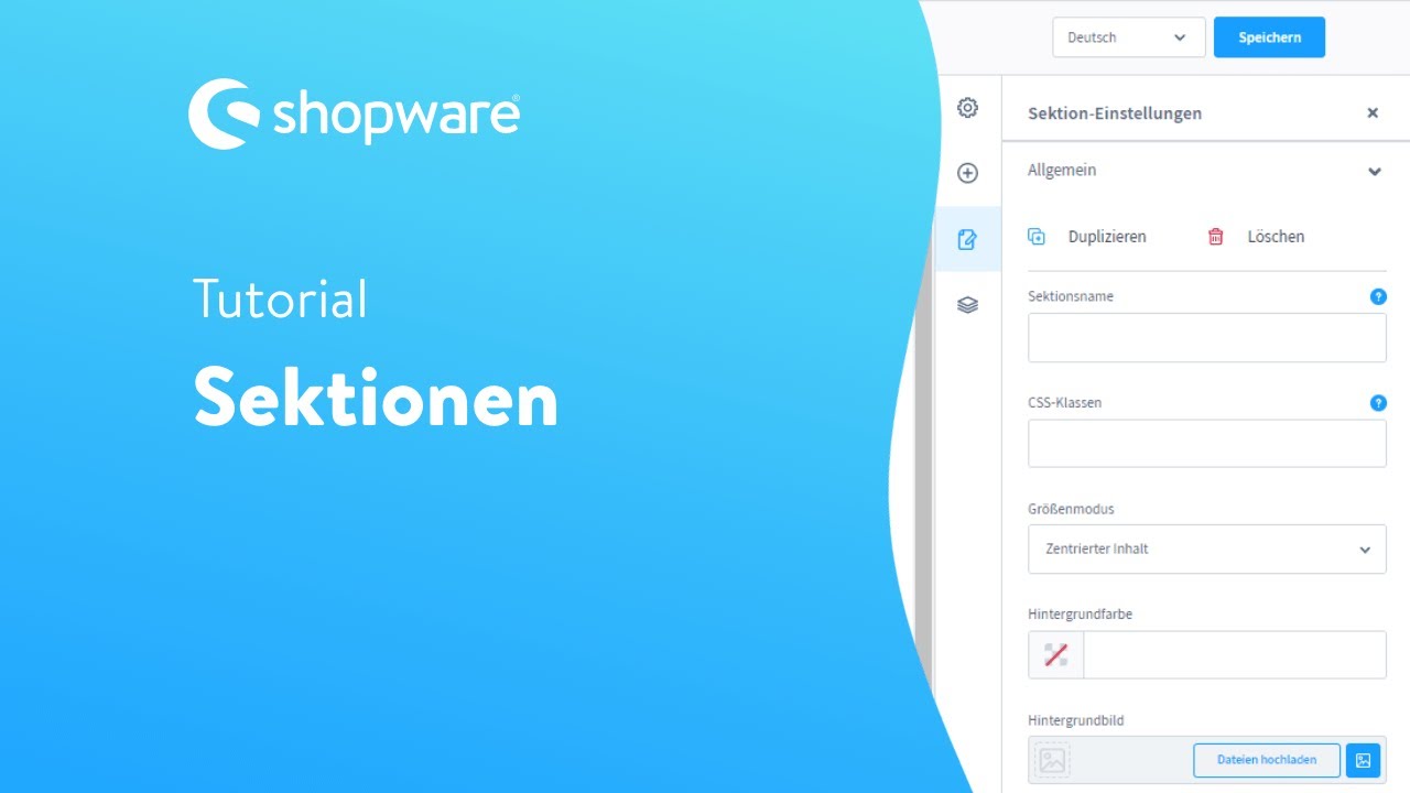 Die Sektionen (Shopware 6 Tutorial)