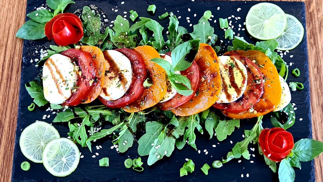 Caprese-Salat mal anders //  Leckere Vorspeise mit Tomaten,  Mozzarella und Kaki-Frucht😋