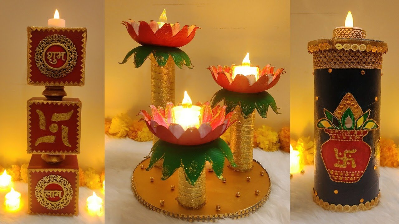 3 Diya Stand Making At Home | Diwali Decoration Ideas | Diwali Craft Ideas| #Diwali#vibhascraftzone