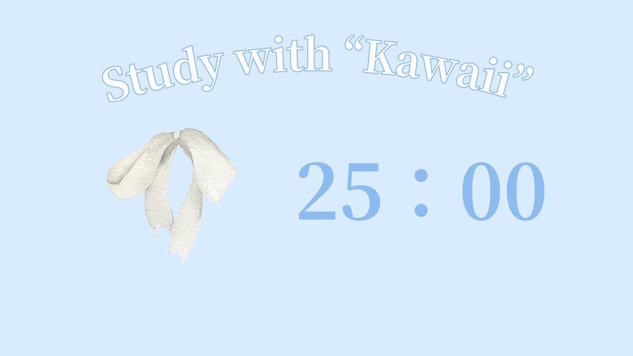 1H Study With bule💙🎀25/5♡pomodoro timer | cafe music | for work
