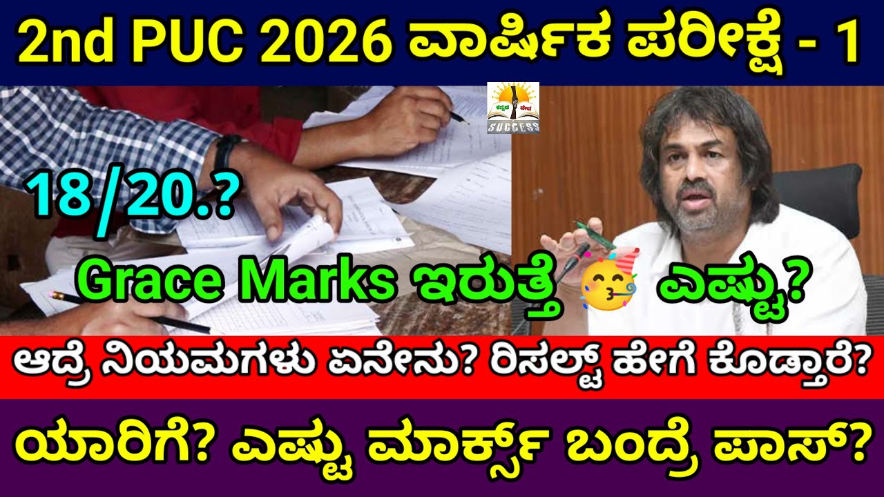 2nd PUC Exam Grace Marks 2026 |PU Board 2nd PUC Grace Marks Rule |2nd PUC Passing Marks 2026 |KSEAB
