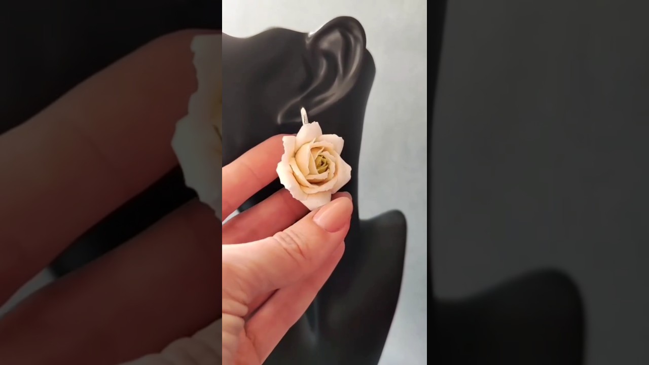 Серьги ручной работы Кремовые розы #diy #cernit
